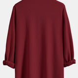 Ribbed Stand Collar Shirt with Long Sleeve and Muscle Fit