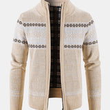 Geometric Pattern Zip-Up Sweater