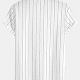 Striped Textured T-Shirt with Arc Hem