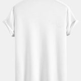 V-Neck Ribbed Polo with Short Sleeves & Straight Leg Ribbed Trousers