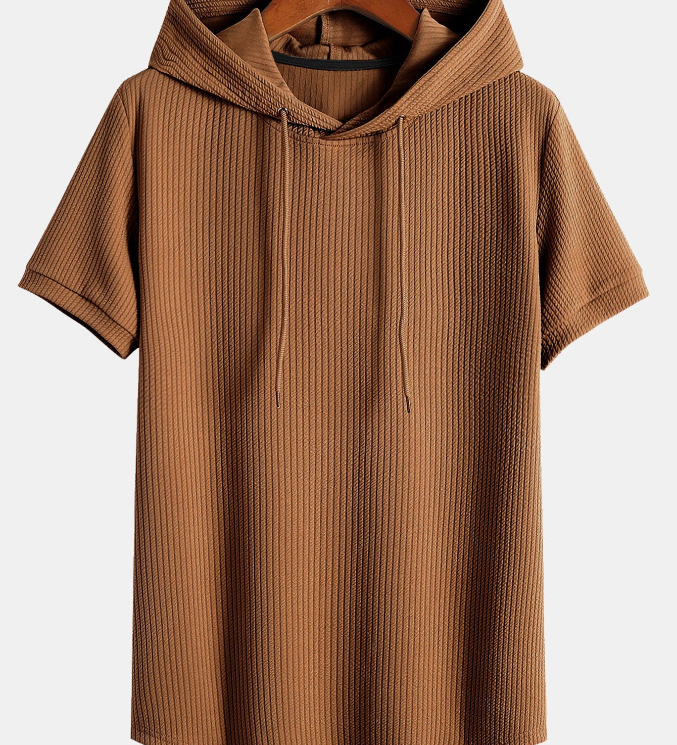 Ribbed Hooded T-Shirt for a Muscle Fit
