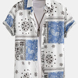 Paisley Print Button-Up Shirt with Matching Swim Shorts - Unique Pattern Design