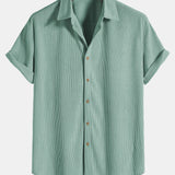 Short-Sleeved Corduroy Button Up Shirt & Shorts
