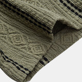 Geometric Striped Jacquard Button Up Shirt & Straight Leg Linen Pants