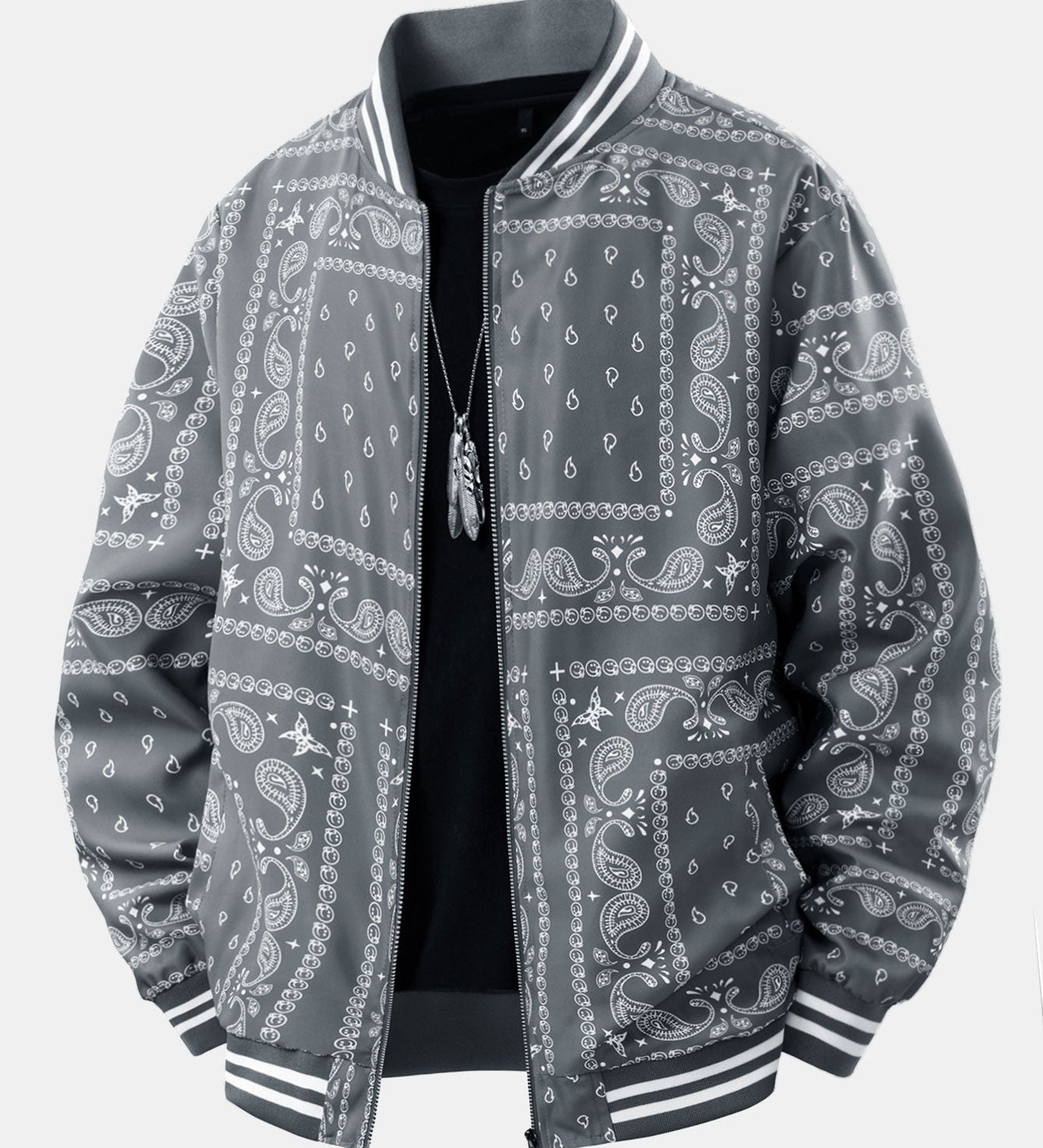 Paisley Patterned Baseball Jacket