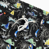 Palm Tree and Sailboat Pattern Swim Shorts