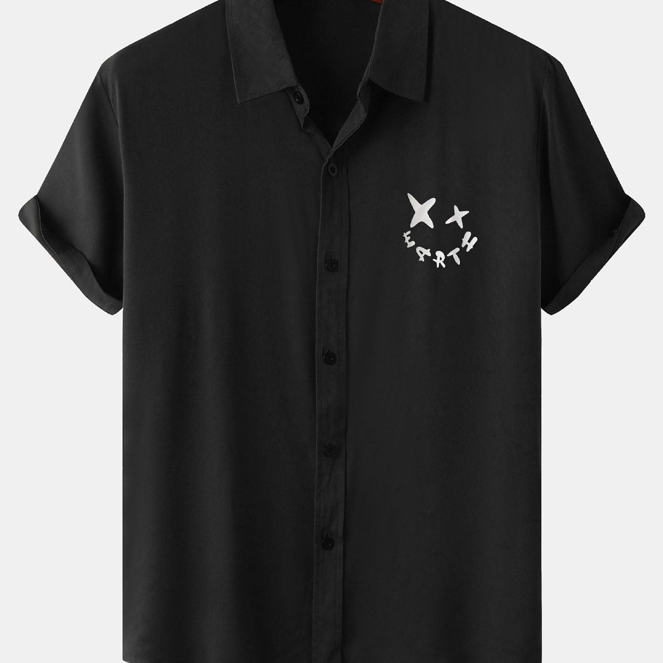 Smiley Face Graphic Button-Up Shirt