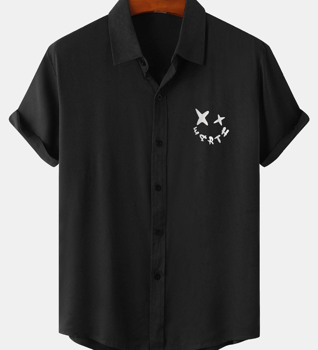 Smiley Face Graphic Button-Up Shirt
