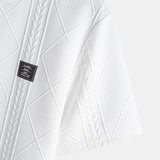 Short Sleeve Geometric Jacquard T-Shirt with Arc Hem & Drawstring Corduroy Cargo Joggers