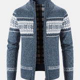 Geometric Pattern Zip-Up Sweater
