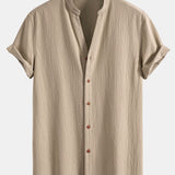 Textured V-Neck Shirt with Wrinkle Detail