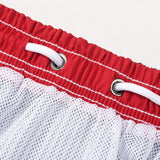 Island-Inspired Sailing Print Button-Up Shirt & Vertical Stripe Drawstring Swim Shorts