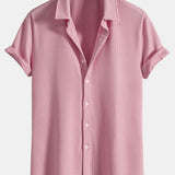 Ribbed Button-Up Shirt with Muscle Fit