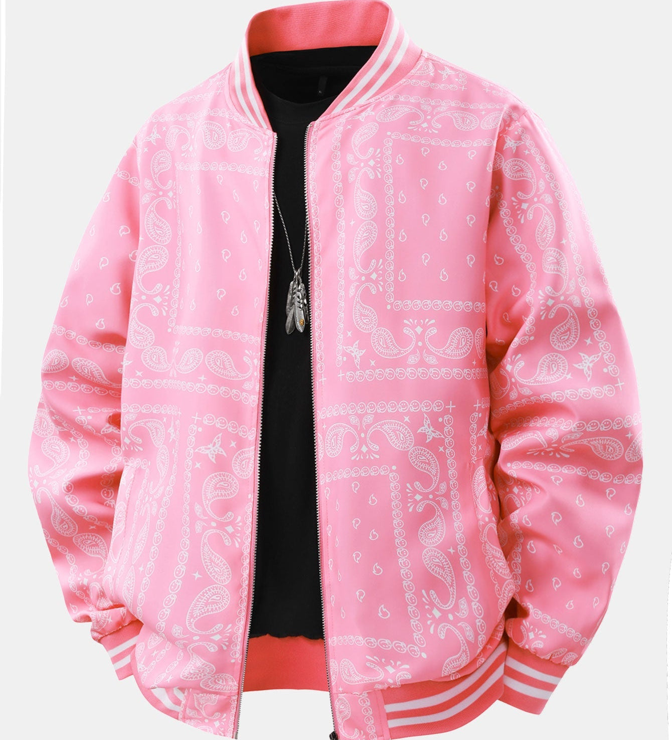 Paisley Patterned Baseball Jacket