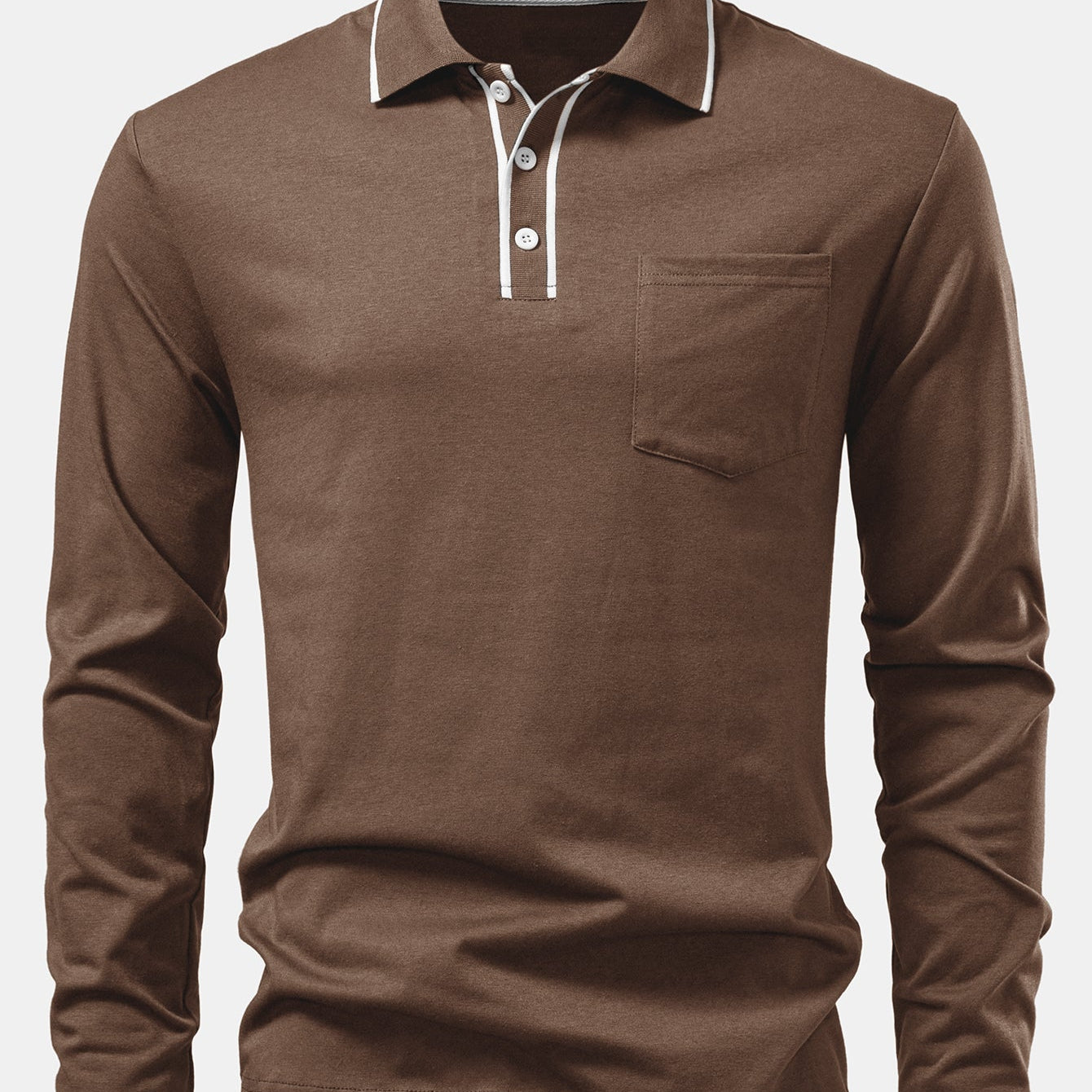 Contrast Pocket Long Sleeve Polo Shirt