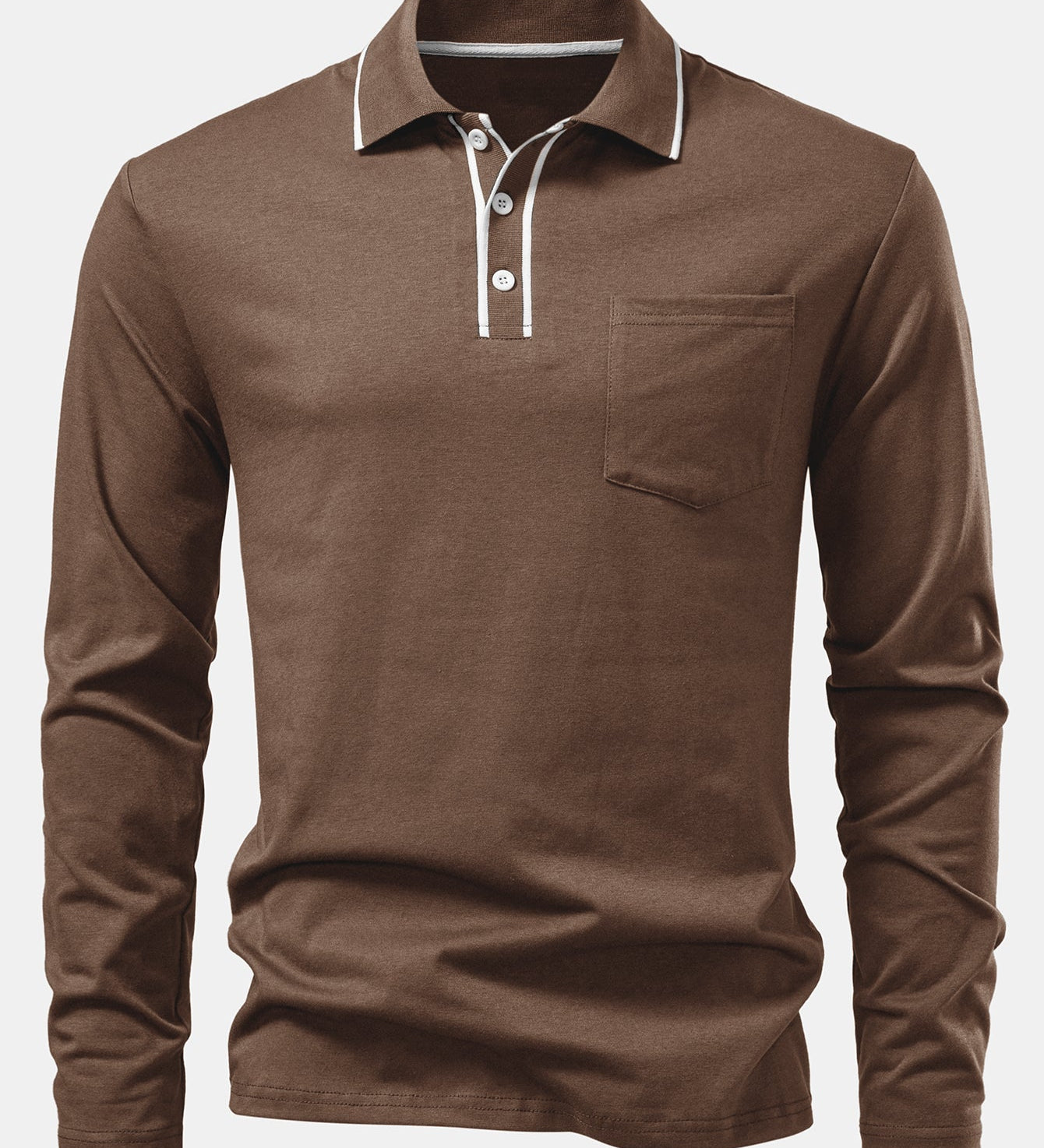 Contrast Pocket Long Sleeve Polo Shirt