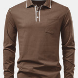 Contrast Pocket Long Sleeve Polo Shirt