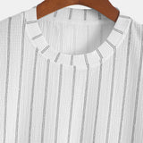 Striped Textured T-Shirt with Arc Hem