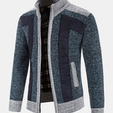 Faux Suede Patchwork Zip-Up Sweater