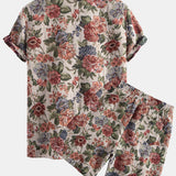 Floral Jacquard Cuban Shirt and Shorts Set