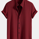 Ribbed Muscle Fit Stand Collar Shirt