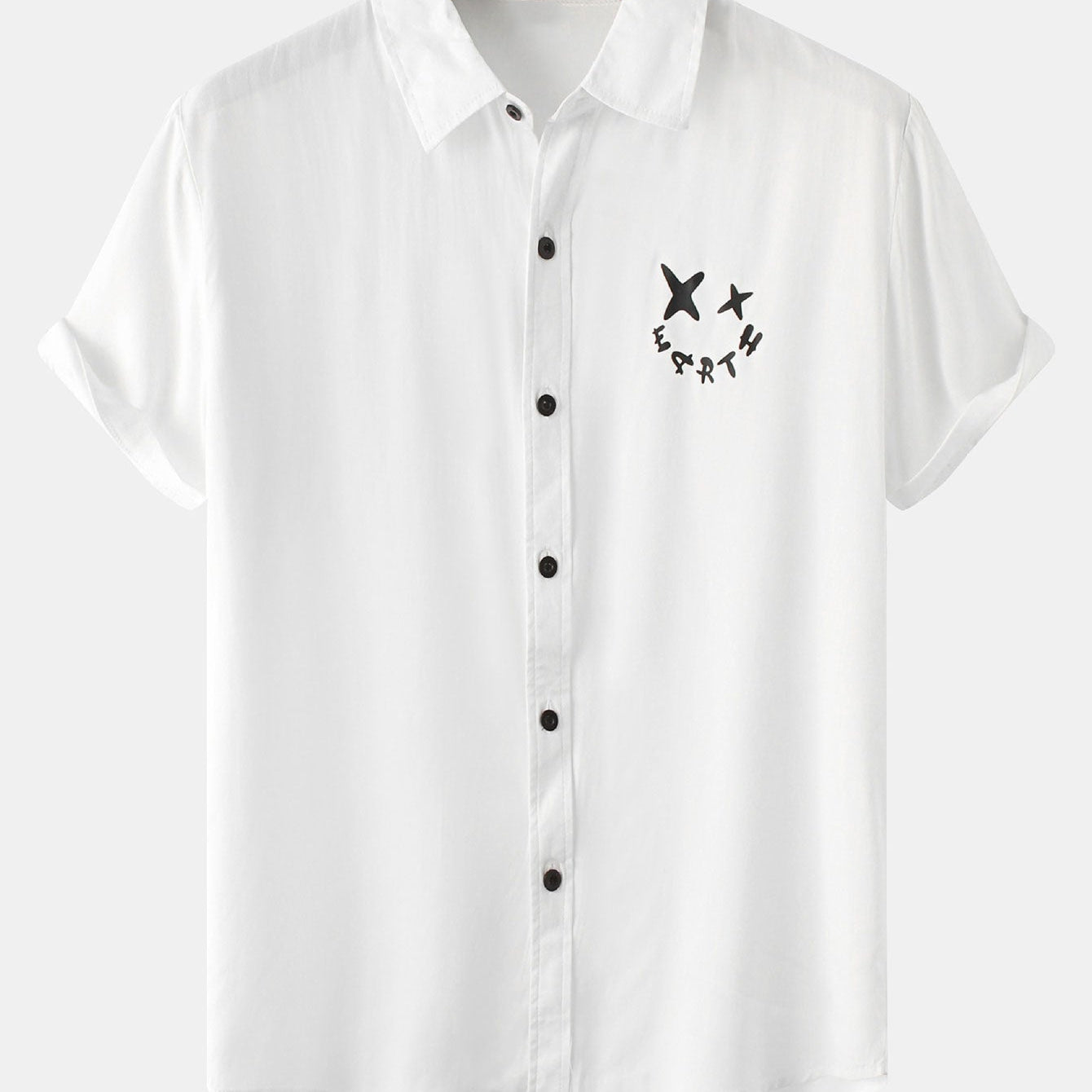 Smiley Face Graphic Button-Up Shirt