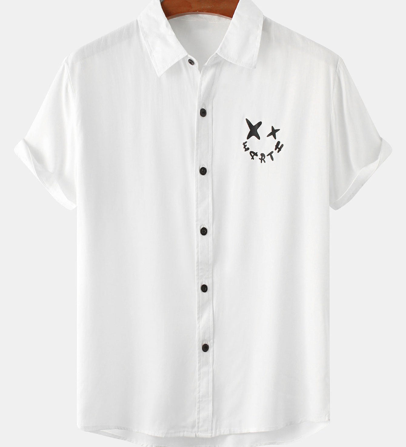 Smiley Face Graphic Button-Up Shirt