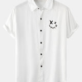 Smiley Face Graphic Button-Up Shirt