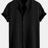Checkerboard Stand Collar Shirt with Matching Jacquard Shorts