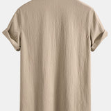 Textured V-Neck Shirt with Wrinkle Detail