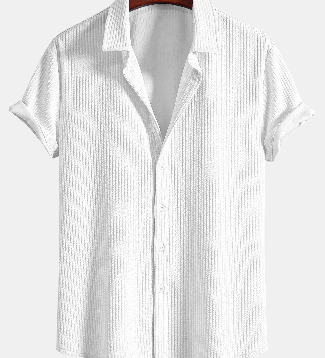 Ribbed Button-Up Shirt with Muscle Fit