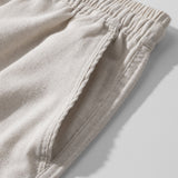 Waffle Textured Button-Up Shirt & Linen-Cotton Blend Drawstring Shorts