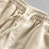 Linen-Rayon Blend Stand Collar Shirt with Linen-Cotton Blend Drawstring Shorts