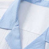 Textured Cuban Shirt with Contrast Details & Straight-Leg Trousers