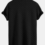 Checkerboard Stand Collar Shirt with Matching Jacquard Shorts