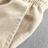 Linen-Rayon Blend Stand Collar Shirt with Linen-Cotton Blend Drawstring Shorts