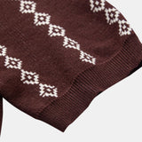 Geometric Pattern V-Neck Knit Polo