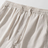 Waffle Textured Button-Up Shirt & Linen-Cotton Blend Drawstring Shorts