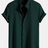 Ribbed Muscle Fit Stand Collar Shirt