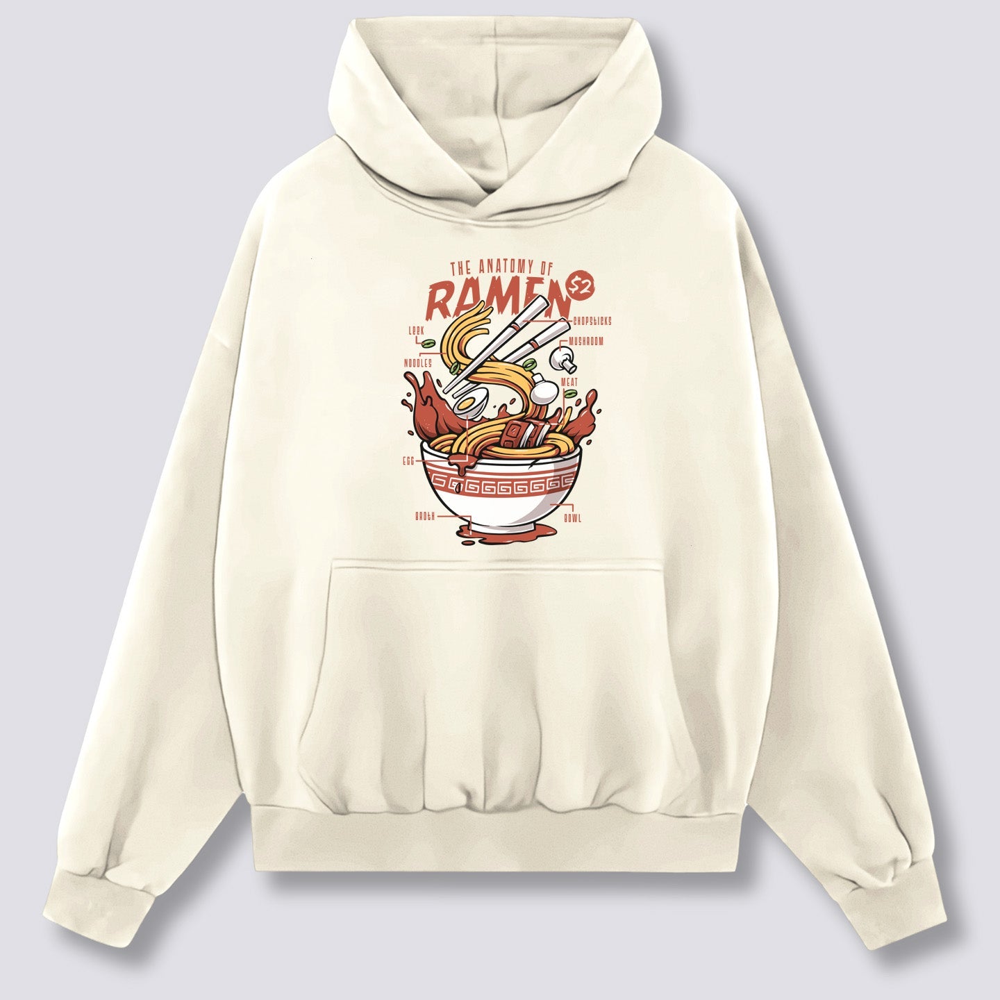 Priekinis Spaudinys - Ramen Anatomija Hoodie