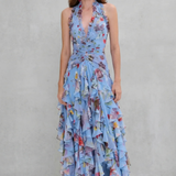 RENATA – Gėlėta halter maxi suknelė