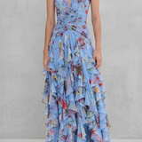 RENATA – Gėlėta halter maxi suknelė