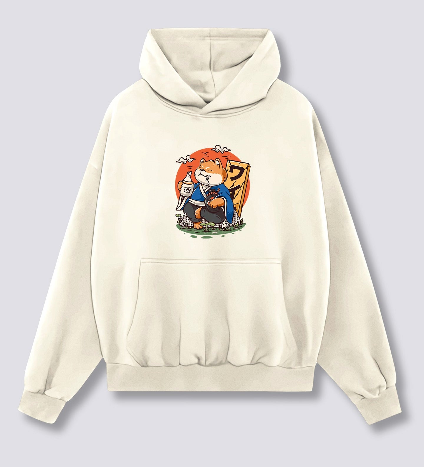 Priekinis Spaudinys - Išgėręs Shiba Hoodie