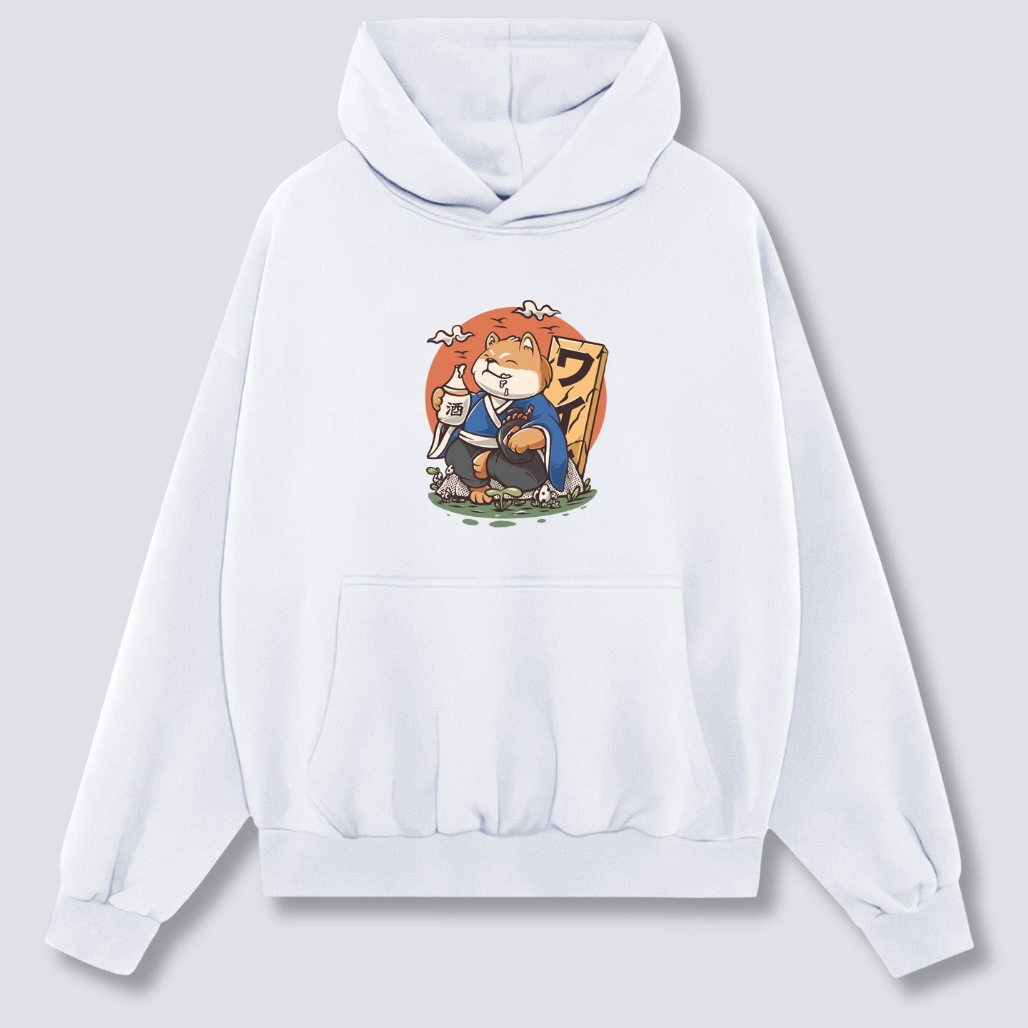 Priekinis Spaudinys - Išgėręs Shiba Hoodie