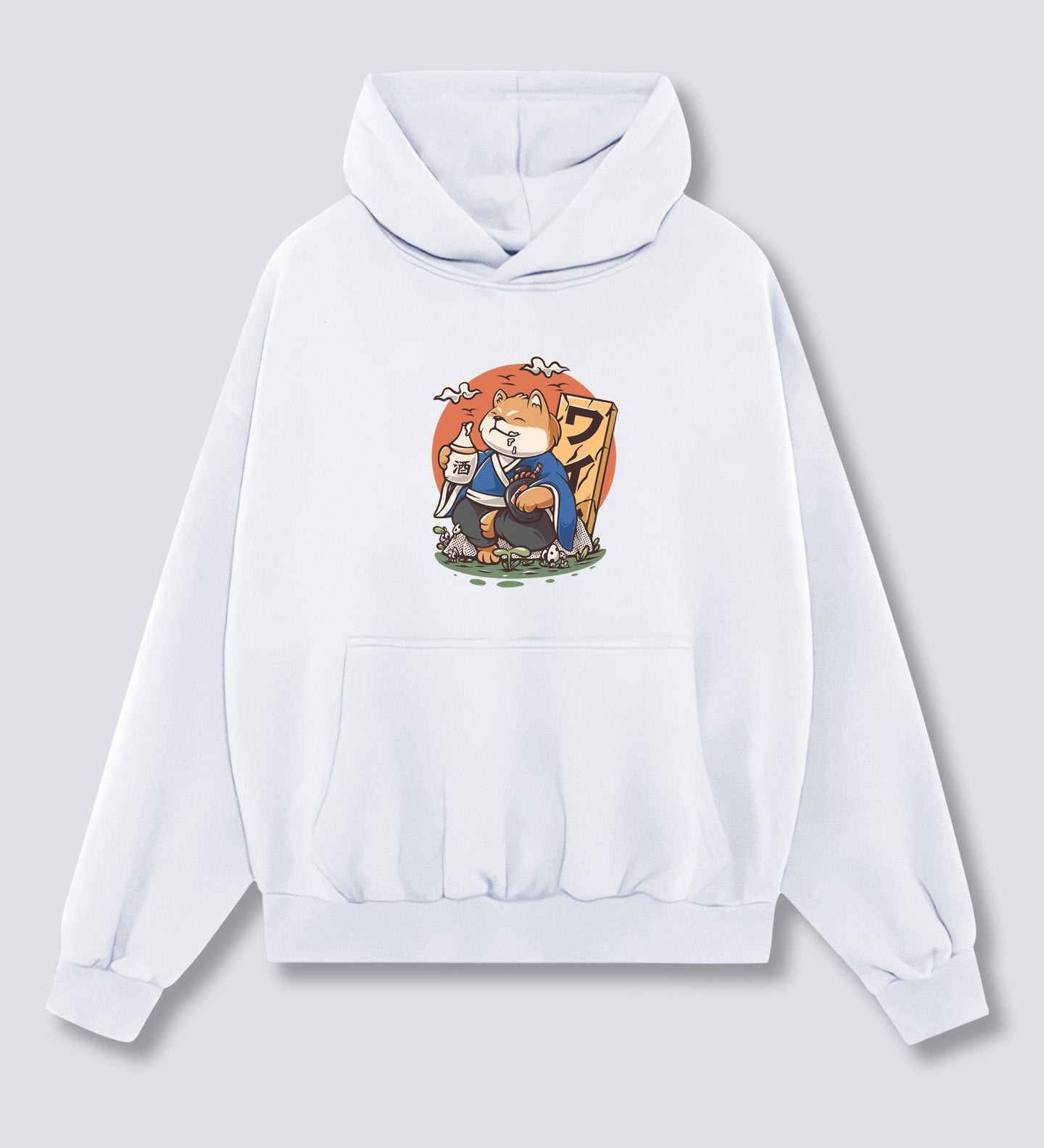 Priekinis Spaudinys - Išgėręs Shiba Hoodie
