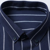Striped Cotton Button-Up Shirt with Long Sleeves & Straight-Leg Linen Trousers