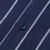 Striped Cotton Button-Up Shirt with Long Sleeves & Straight-Leg Linen Trousers