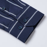 Striped Cotton Button-Up Shirt with Long Sleeves & Straight-Leg Linen Trousers