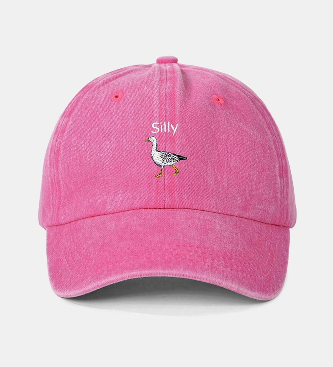 Washed Baseball Cap with Silly Goose Embroidery