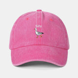 Washed Baseball Cap with Silly Goose Embroidery